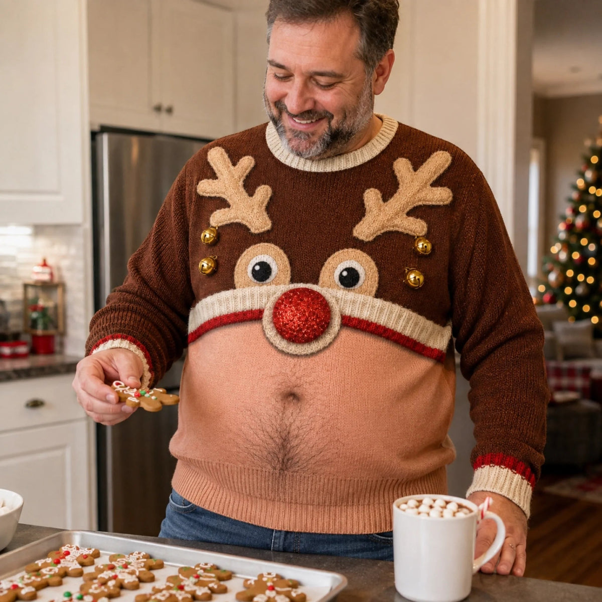 My Reindeer Belly Says Merry Ugly Christmas Sweater – Funny Holiday Sweatshirt for Men