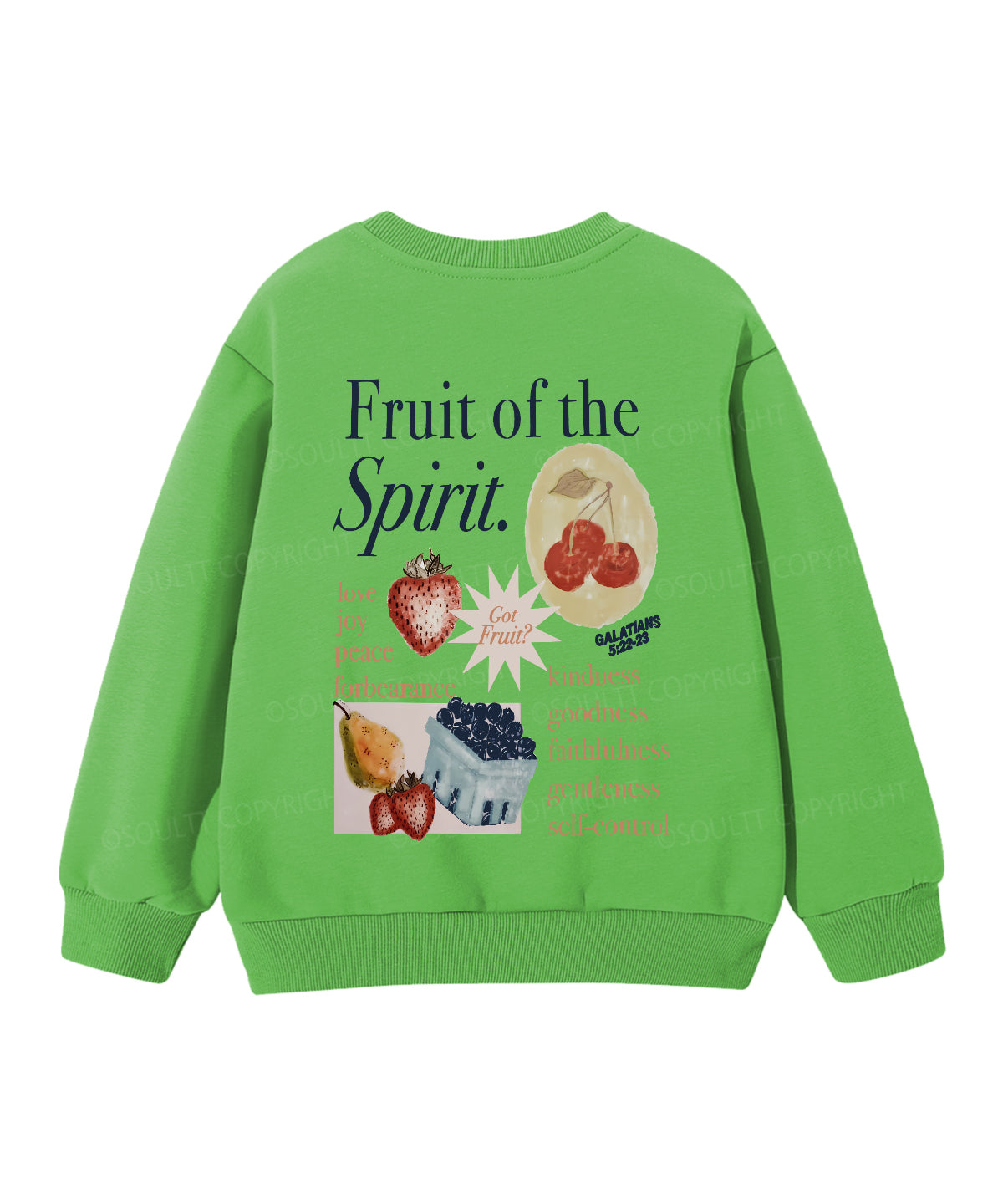 Kids Fruit Of The Spirit Double Sided Christian Sweatshirt