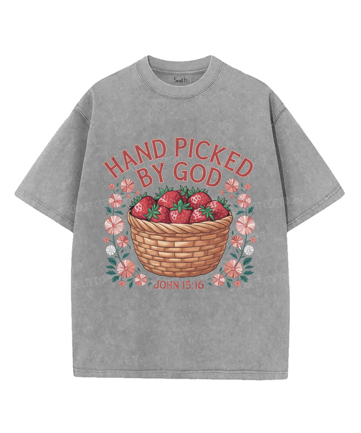 Hand Picked by God Unisex Washed Christian T-shirt
