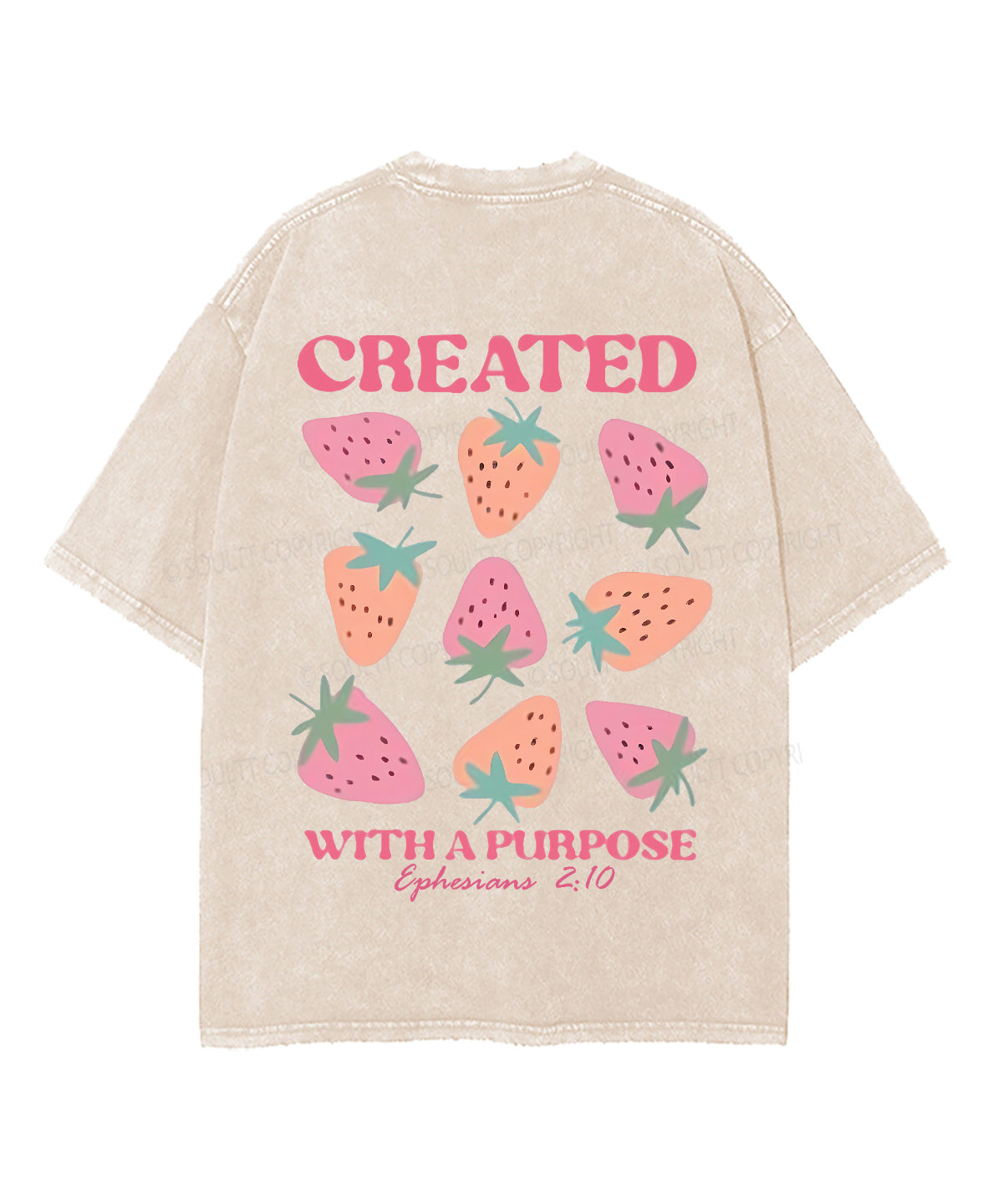 Created With Purpose Double Sided Unisex Washed Christian T-shirt