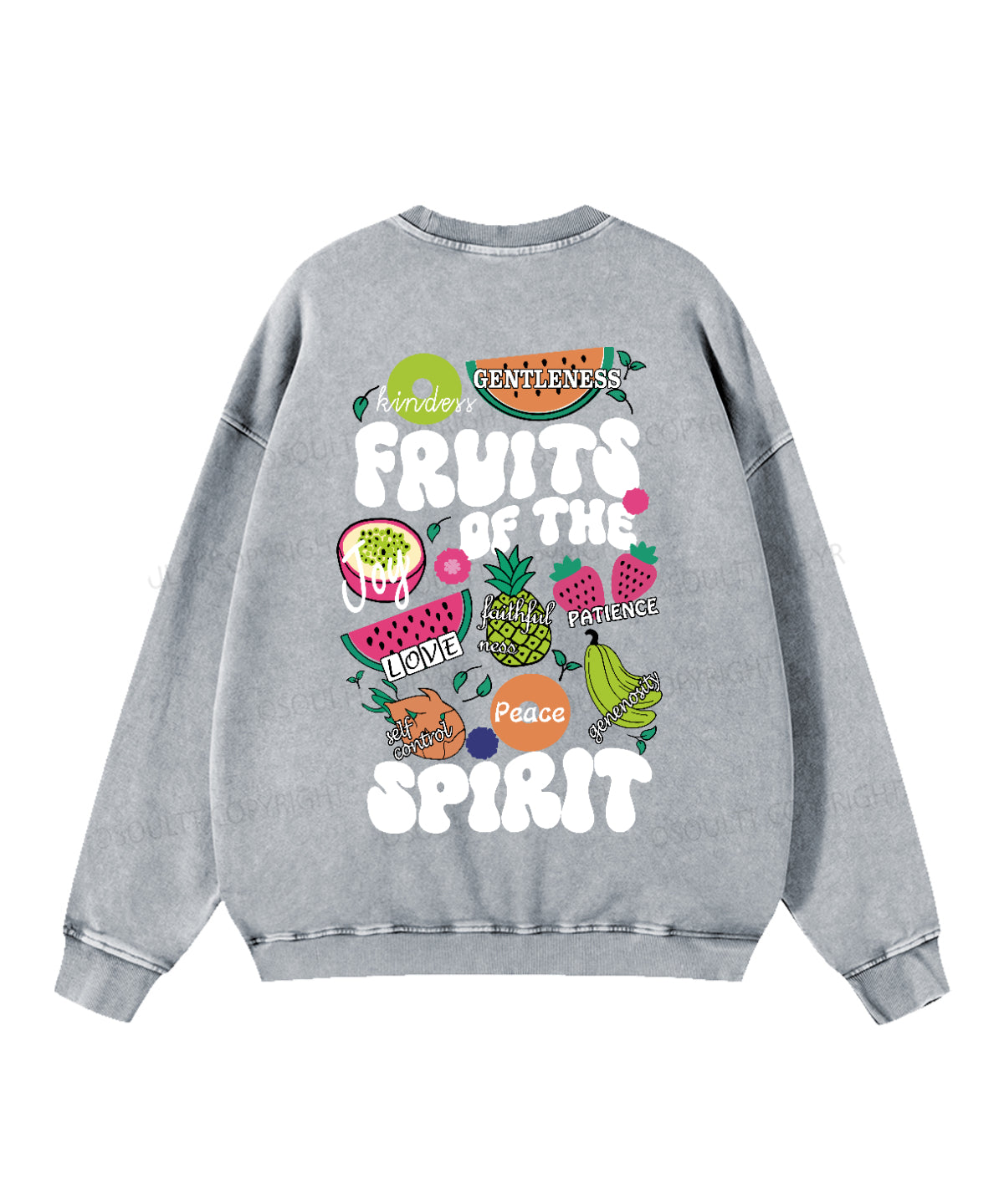 Fruits of the Spirit Double Sided Washed Christian Sweatshirt