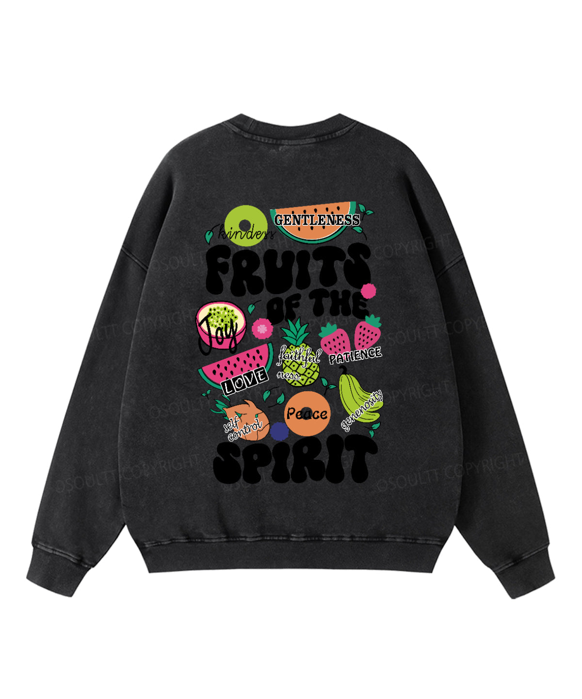 Fruits of the Spirit Double Sided Washed Christian Sweatshirt