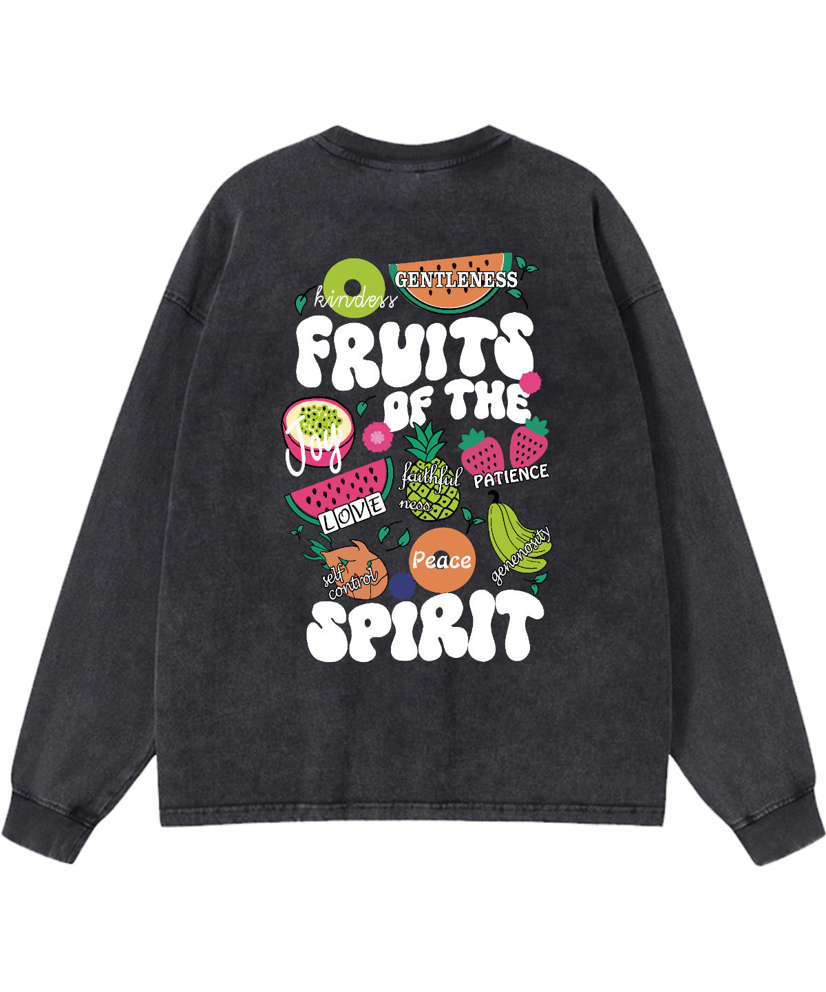 Fruit of the Spirit Washed Christian Long-sleeve T-shirt
