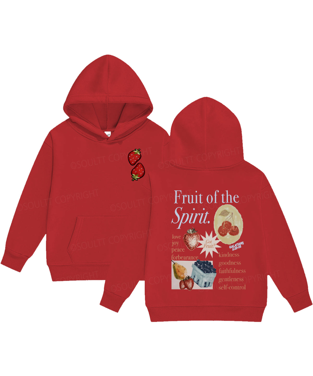 Kids Fruit Of The Spirit Double Sided Christian Hoodie