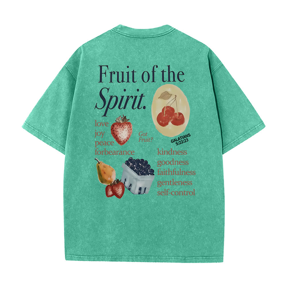 Christianartworkshop Fruit Of The Spirit Double Sided Unisex Washed T-shirt