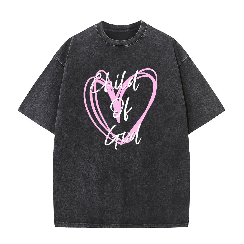 Christianartworkshop Romantic Child of God with Sacred Heart Unisex Washed T-Shirt