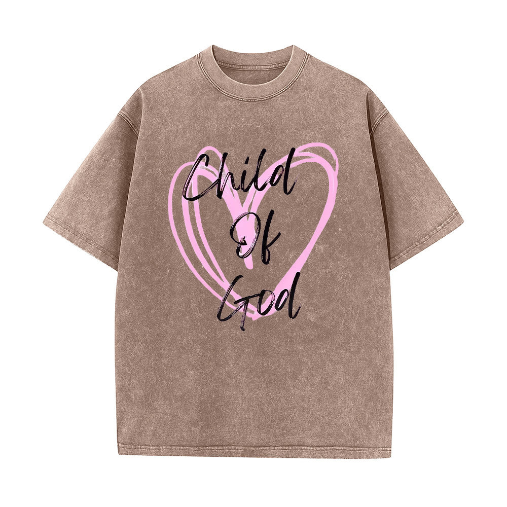 Christianartworkshop Romantic Child of God with Sacred Heart Unisex Washed T-Shirt