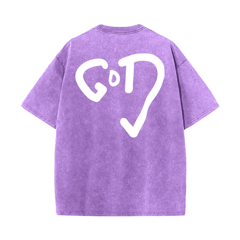 Christianartworkshop God Heart Unisex Washed T-shirt