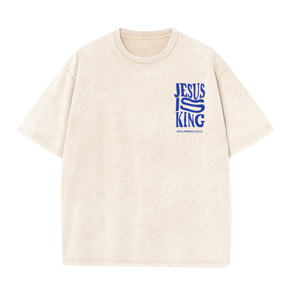 Christianartworkshop Jesus Is King Graphic Unisex Washed T-Shirt