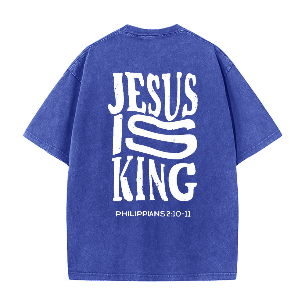 Christianartworkshop Jesus Is King Graphic Unisex Washed T-Shirt