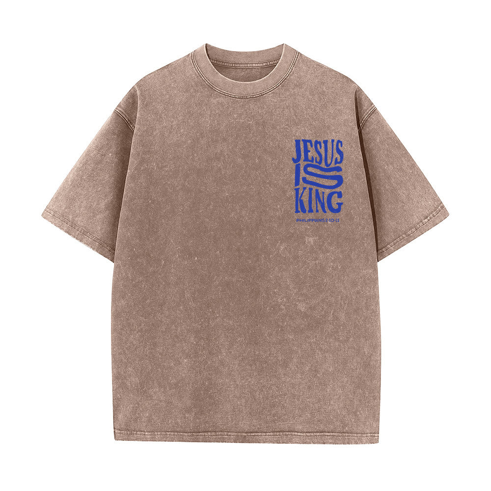 Christianartworkshop Jesus Is King Graphic Unisex Washed T-Shirt