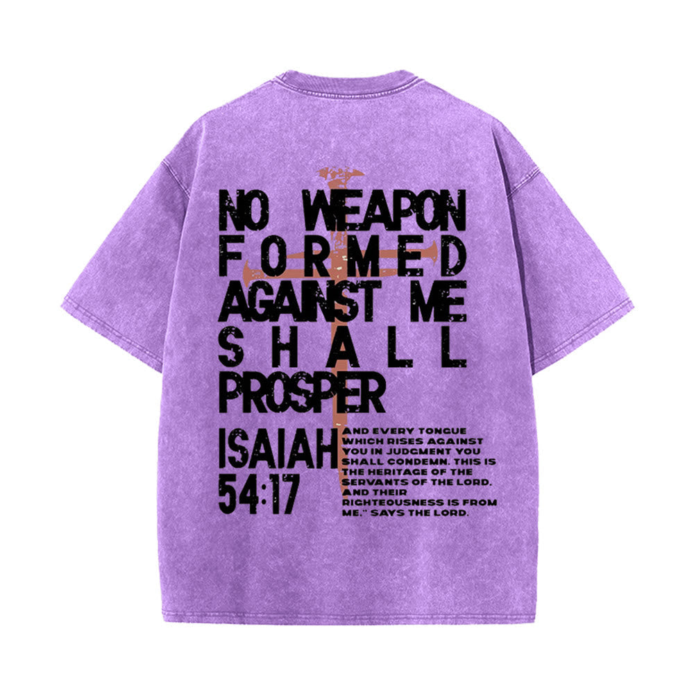 Christianartworkshop No Weapon Formed Against Me Graphic Unisex Washed T-Shirt
