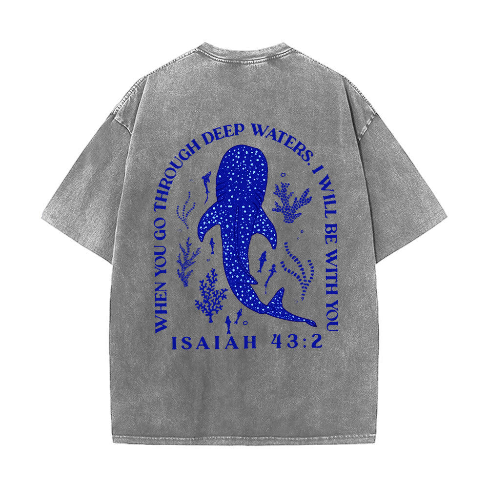 Christianartworkshop I Will Be With You Double Sided Unisex Washed T-shirt