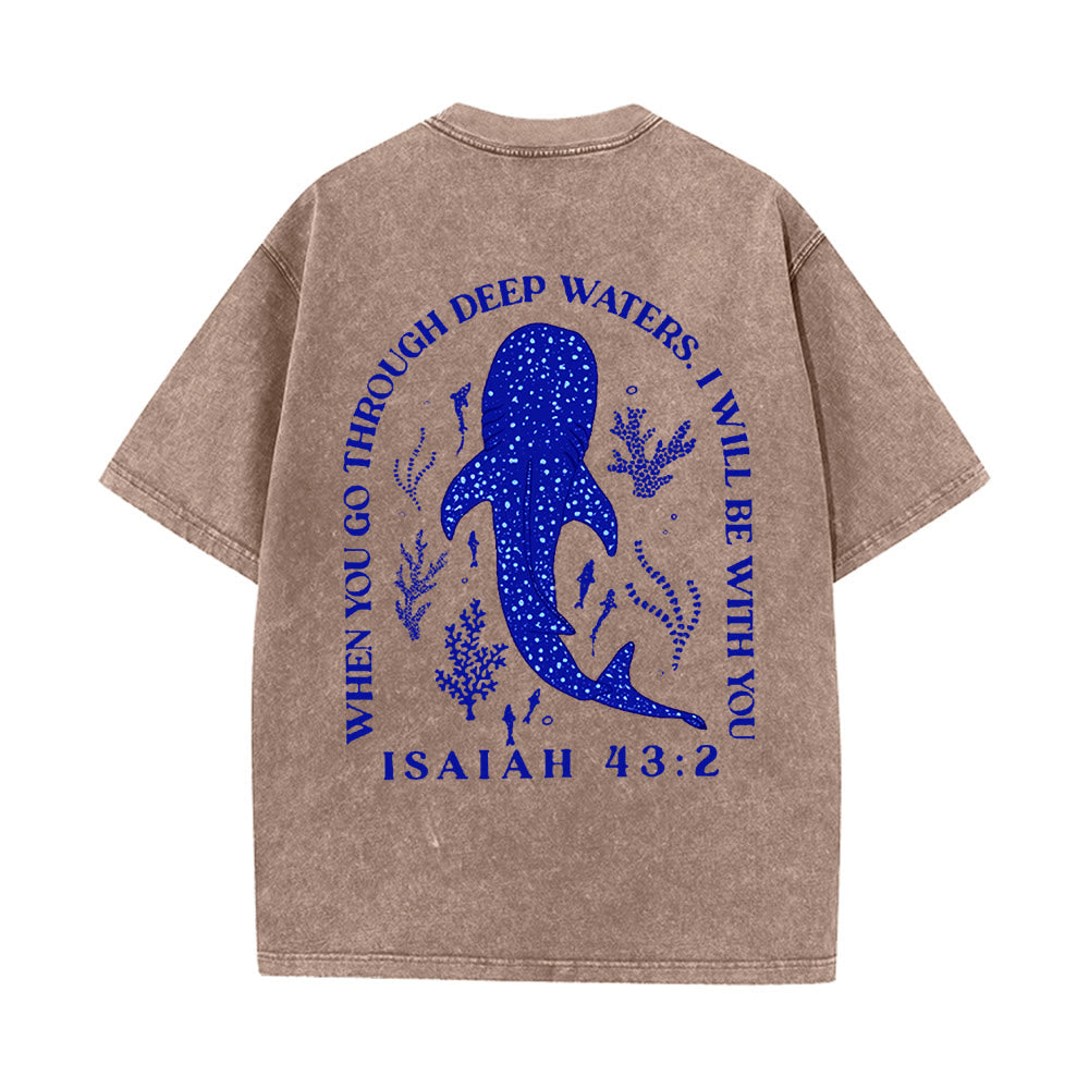 Christianartworkshop I Will Be With You Double Sided Unisex Washed T-shirt
