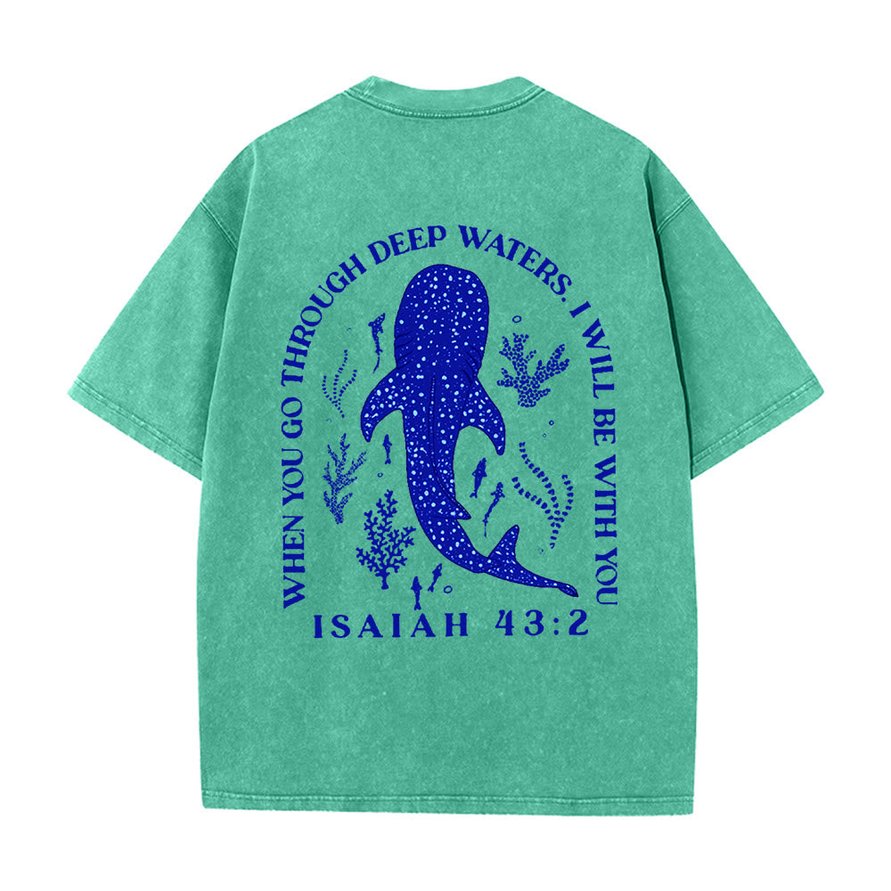 Christianartworkshop I Will Be With You Double Sided Unisex Washed T-shirt