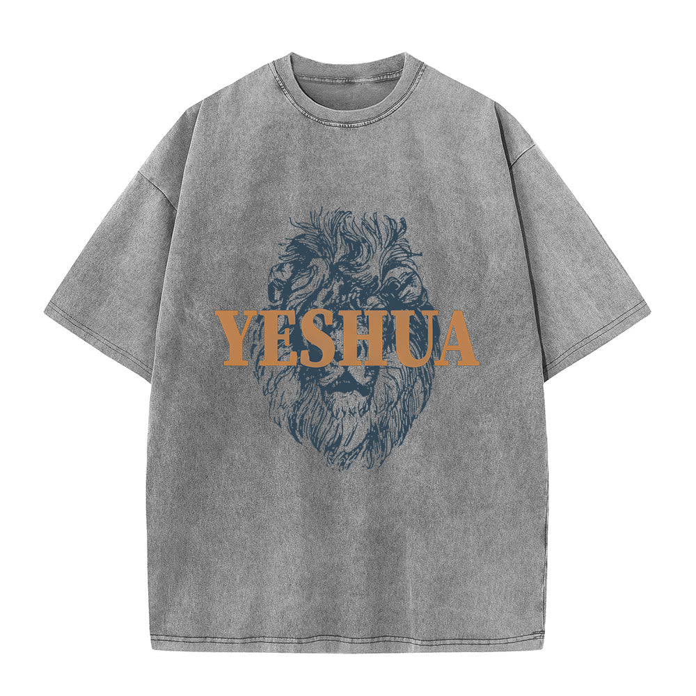 Christianartworkshop "YESHUA" Lion Head Washed T-Shirt