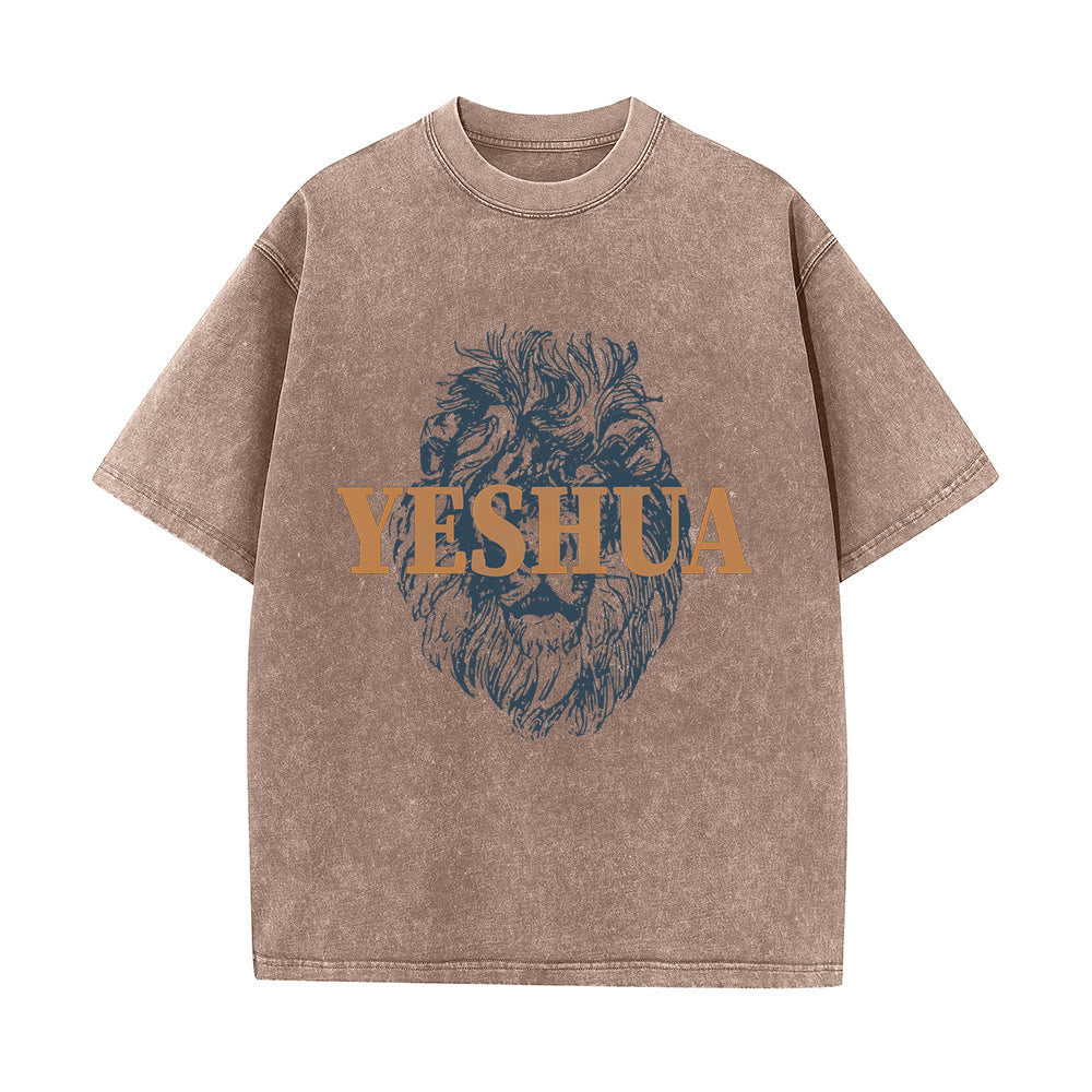Christianartworkshop "YESHUA" Lion Head Washed T-Shirt