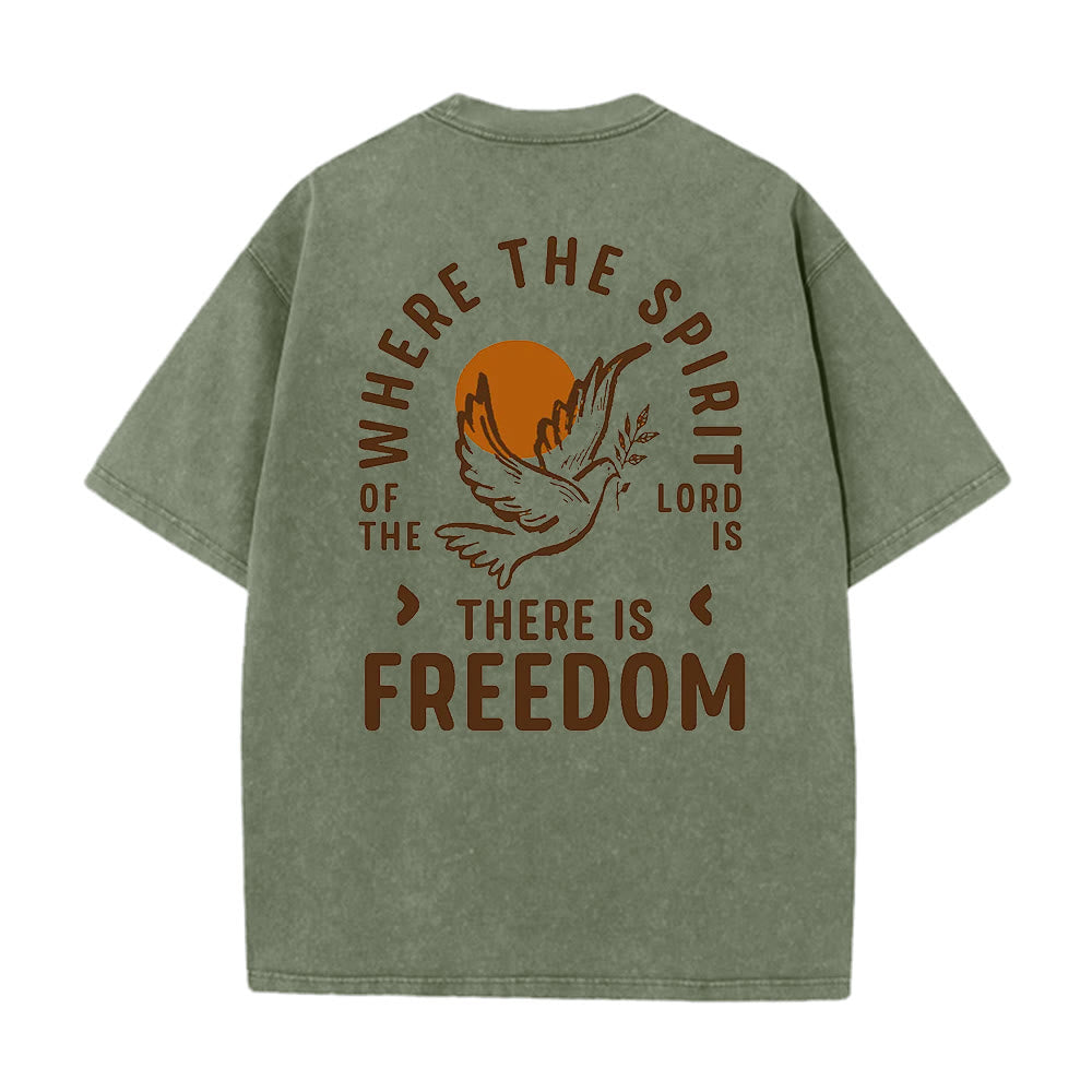 Christianartworkshop Spirit of the Lord and Freedom Unisex Washed T-Shirt