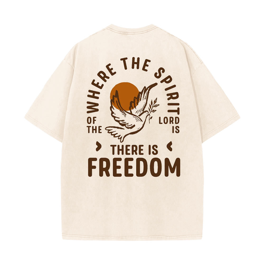 Christianartworkshop Spirit of the Lord and Freedom Unisex Washed T-Shirt