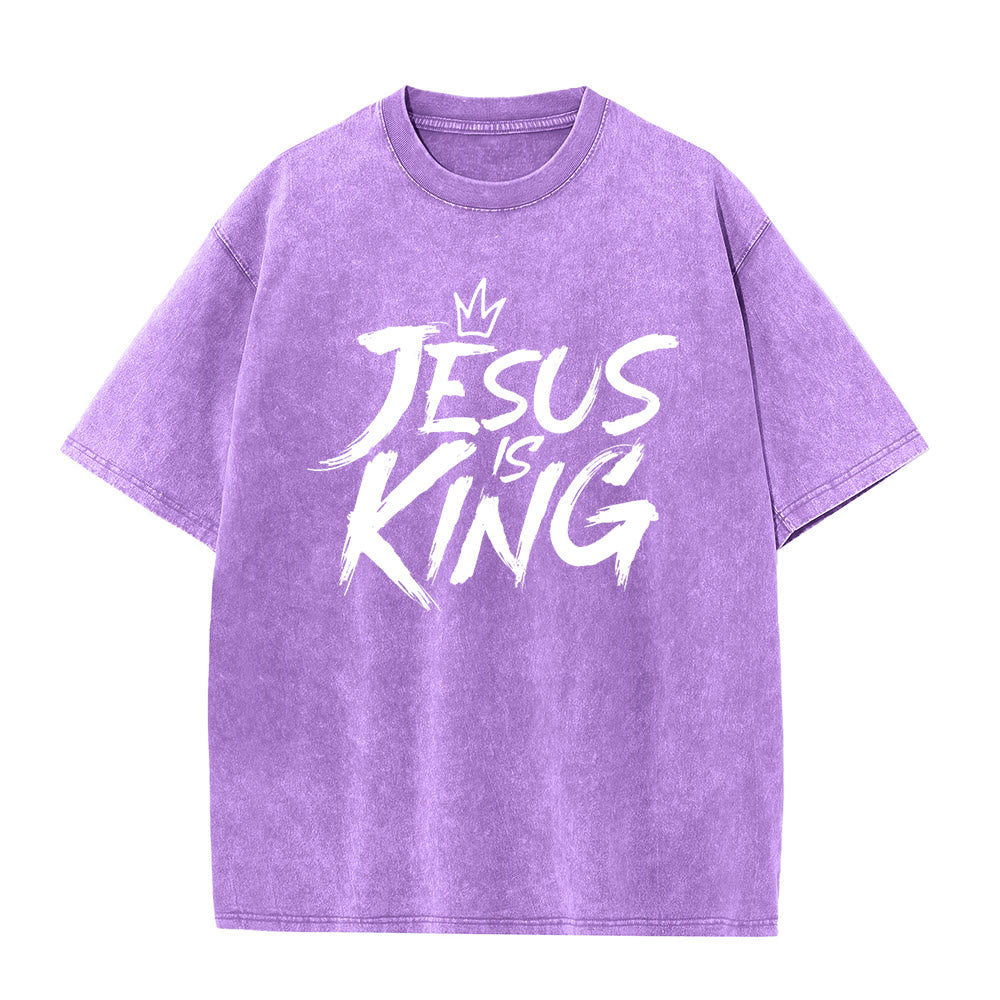 Christianartworkshop Jesus Is King Unisex Washed T-Shirt