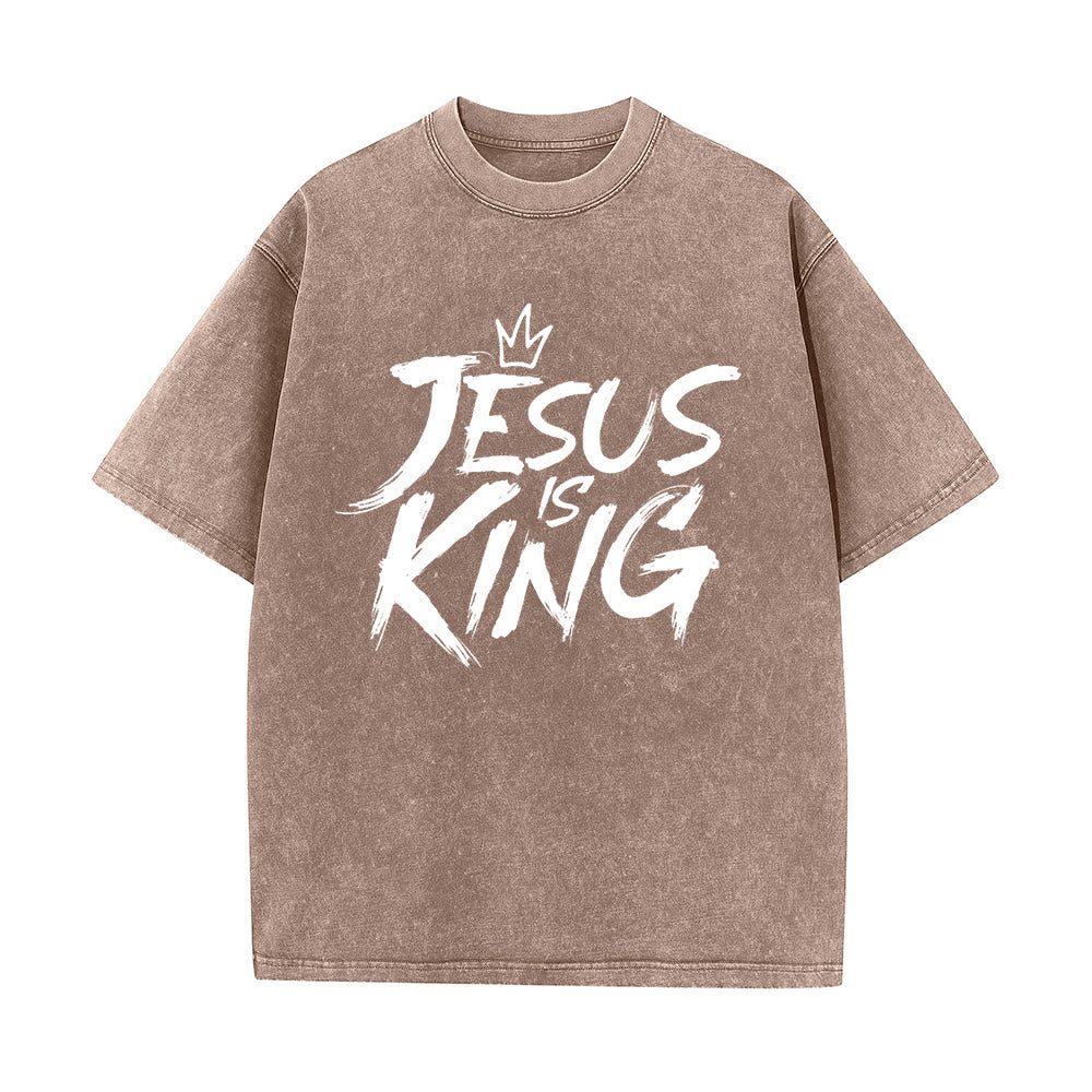 Christianartworkshop Jesus Is King Unisex Washed T-Shirt