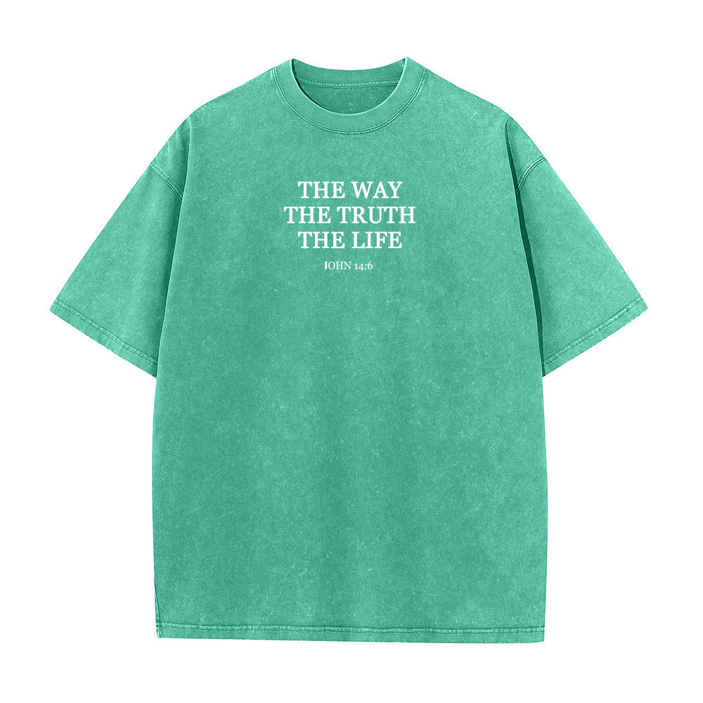 Christianartworkshop Jesus is The Way The Truth The Life - John 14:6 Washed T-Shirt