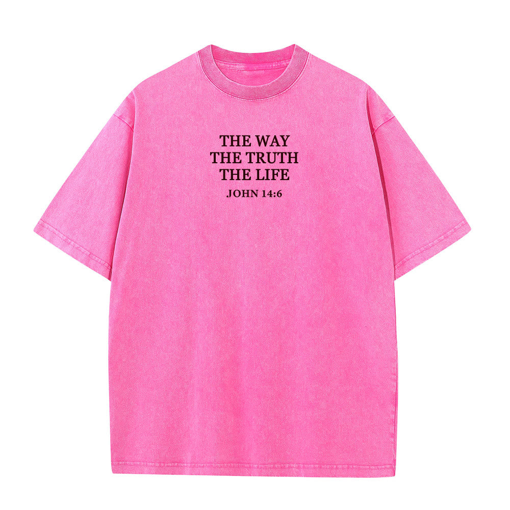 Christianartworkshop Jesus is The Way The Truth The Life - John 14:6 Washed T-Shirt