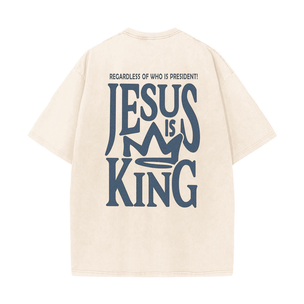 Christianartworkshop Jesus is King Statement Unisex Washed T-Shirt