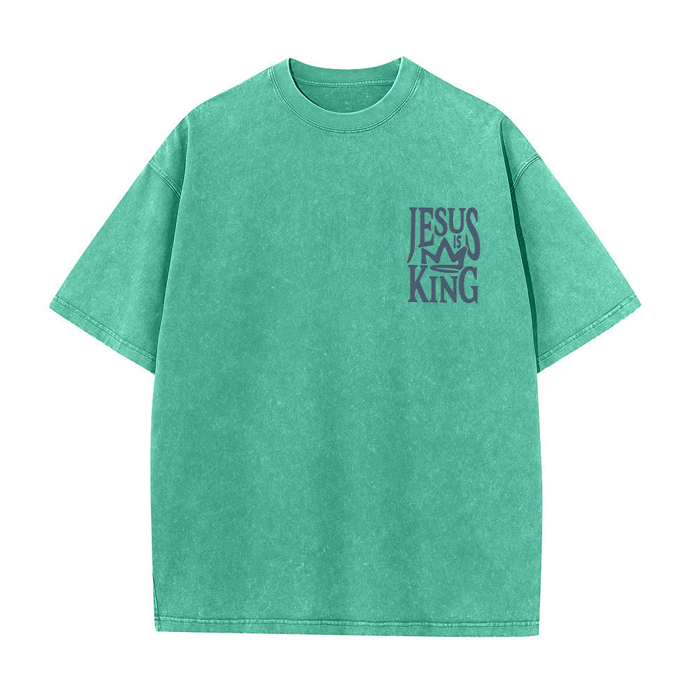 Christianartworkshop Jesus is King Statement Unisex Washed T-Shirt