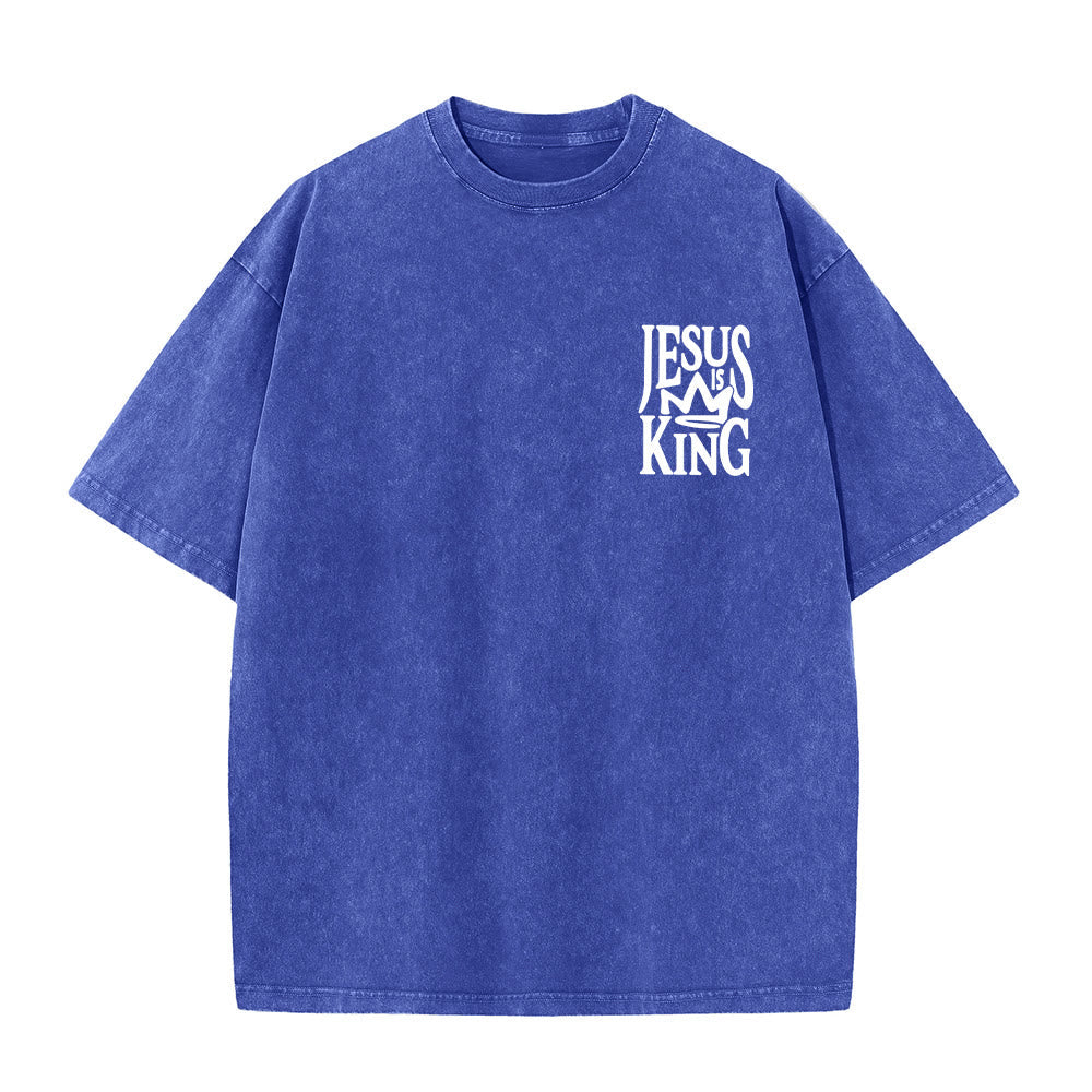 Christianartworkshop Jesus is King Statement Unisex Washed T-Shirt