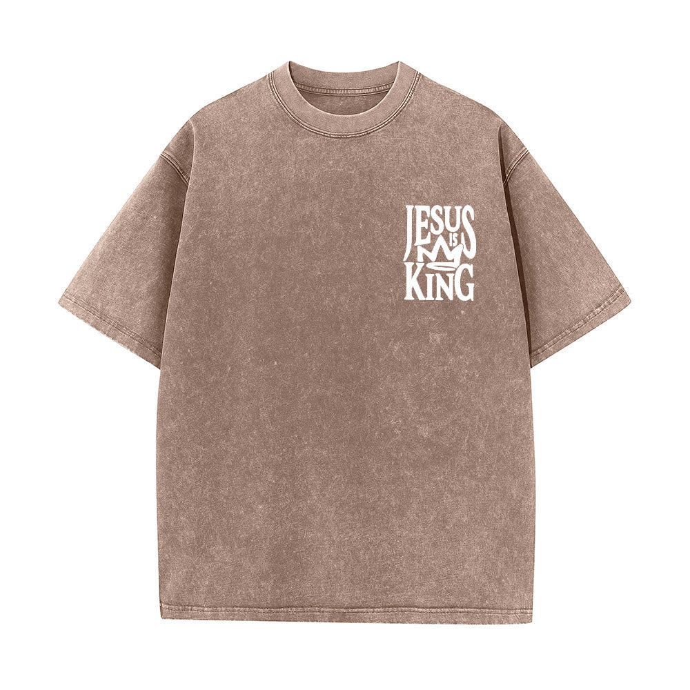 Christianartworkshop Jesus is King Statement Unisex Washed T-Shirt