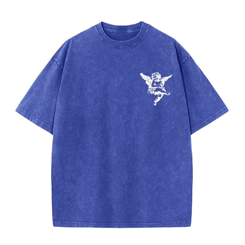 Christianartworkshop Inspired Blessed T-Shirt with Cherub Design Unisex Washed T-Shirt