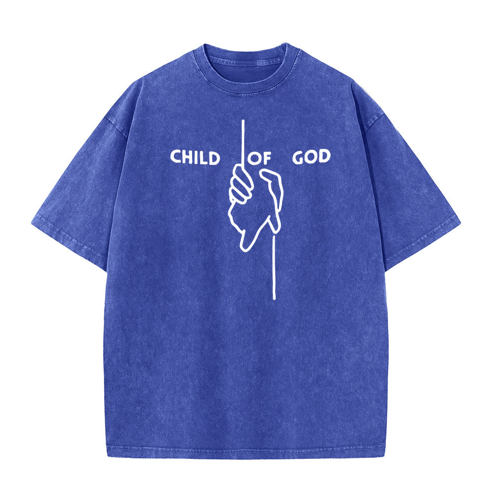 Christianartworkshop Artistic Child of God Unisex Washed T-Shirt: Hand - Cross Design and Eternal Faith