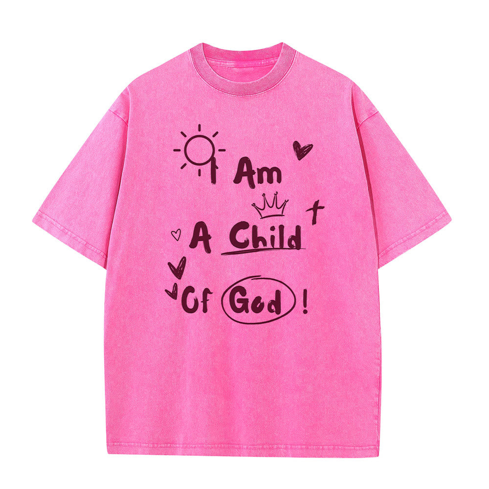 Christianartworkshop Vibrant Doodle Style I am a child of God Washed T-Shirt