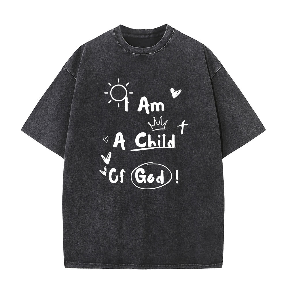 Christianartworkshop Vibrant Doodle Style I am a child of God Washed T-Shirt