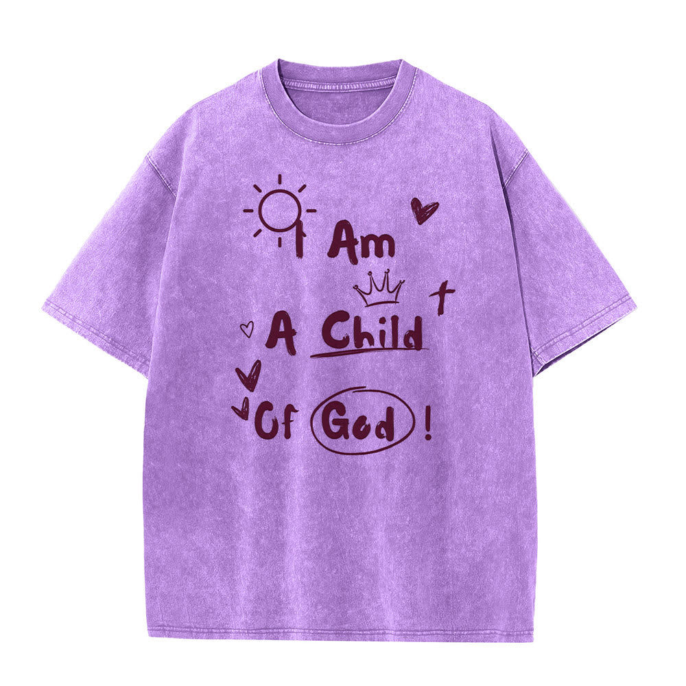Christianartworkshop Vibrant Doodle Style I am a child of God Washed T-Shirt