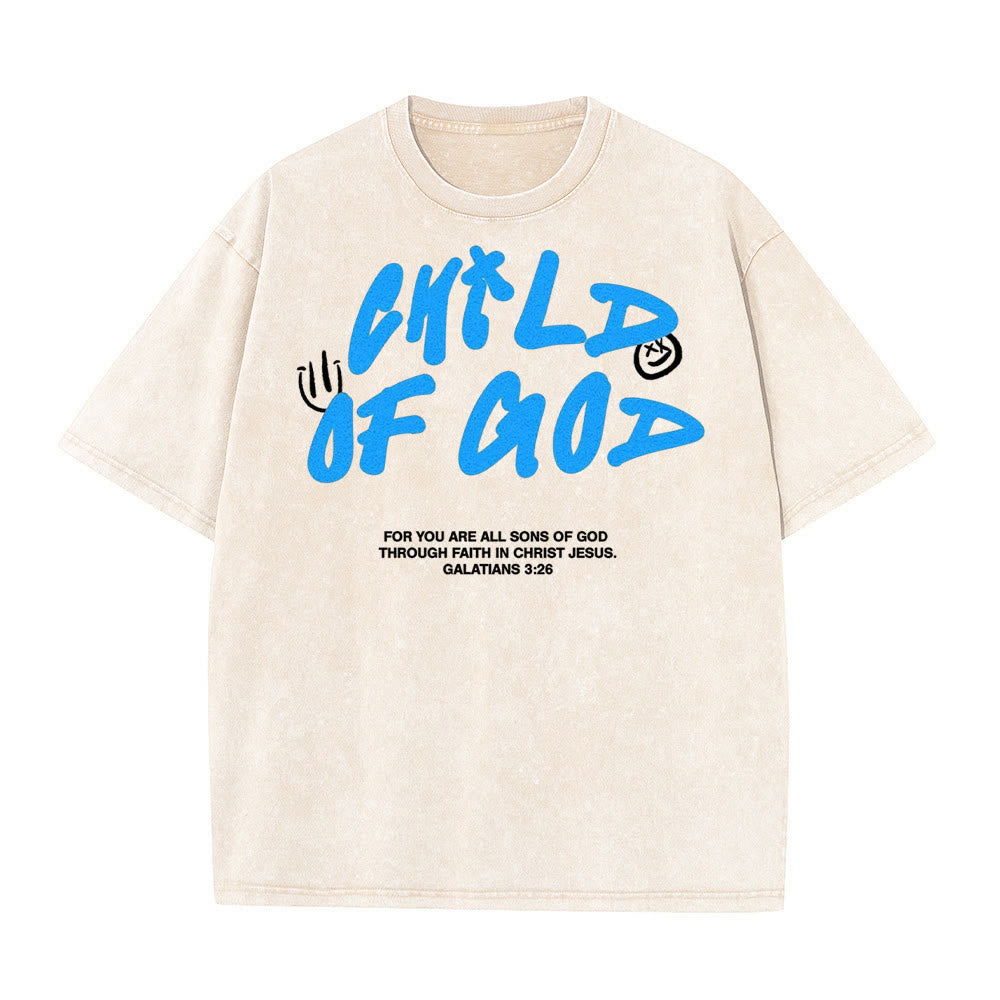 Christianartworkshop Vibrant Graffiti Style Child of God Unisex Washed T-Shirt