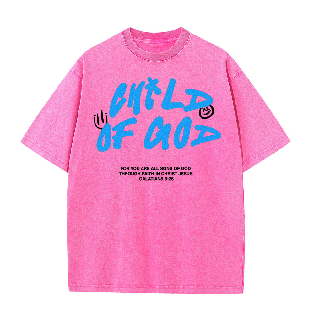 Christianartworkshop Vibrant Graffiti Style Child of God Unisex Washed T-Shirt