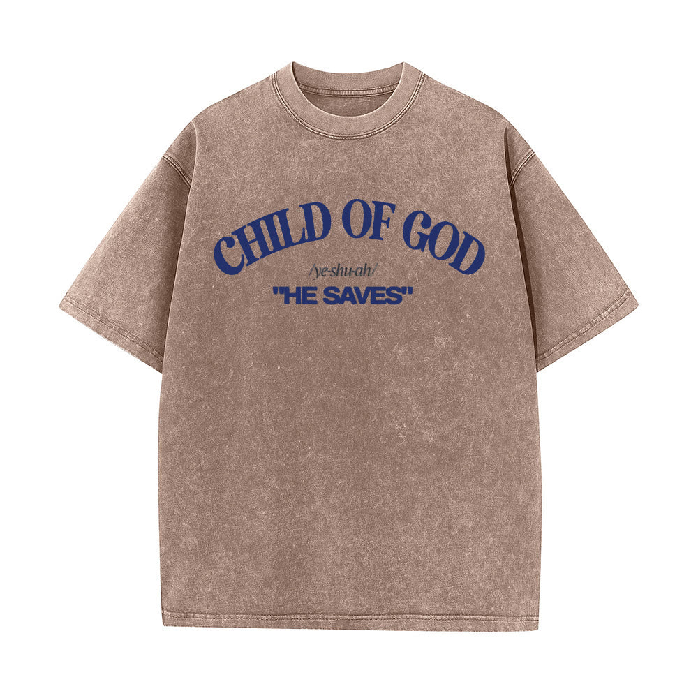 Christianartworkshop Classic Style He Save Child of God Unisex Washed T-Shirt