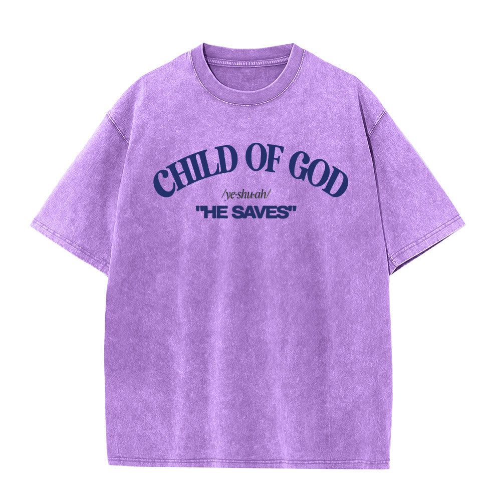Christianartworkshop Classic Style He Save Child of God Unisex Washed T-Shirt