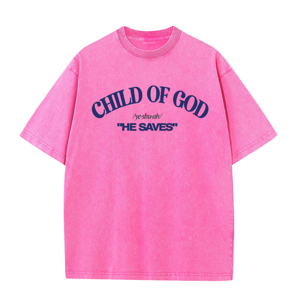 Christianartworkshop Classic Style He Save Child of God Unisex Washed T-Shirt