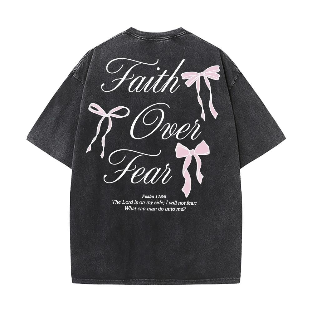 Christianartworkshop Faith Over Fear Unisex Washed T-Shirt