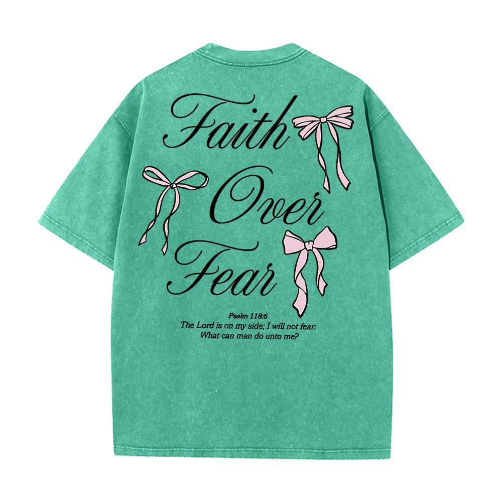 Christianartworkshop Faith Over Fear Unisex Washed T-Shirt