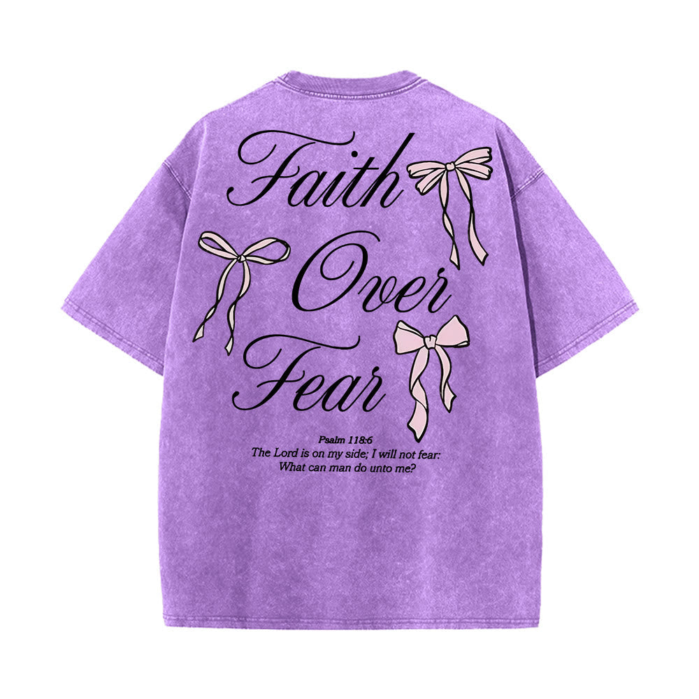 Christianartworkshop Faith Over Fear Unisex Washed T-Shirt