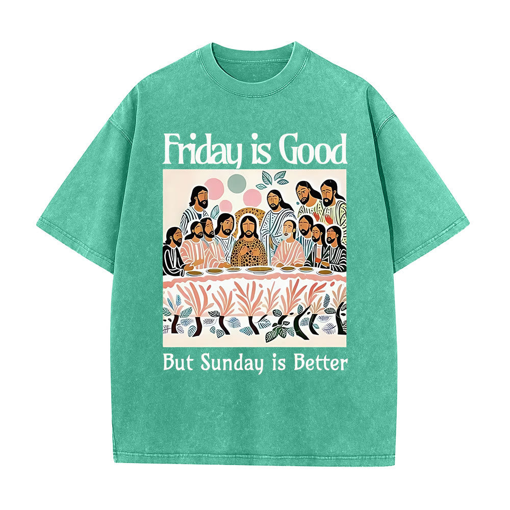 Christianartworkshop Friday Is Good Colorful Washed T-shirt