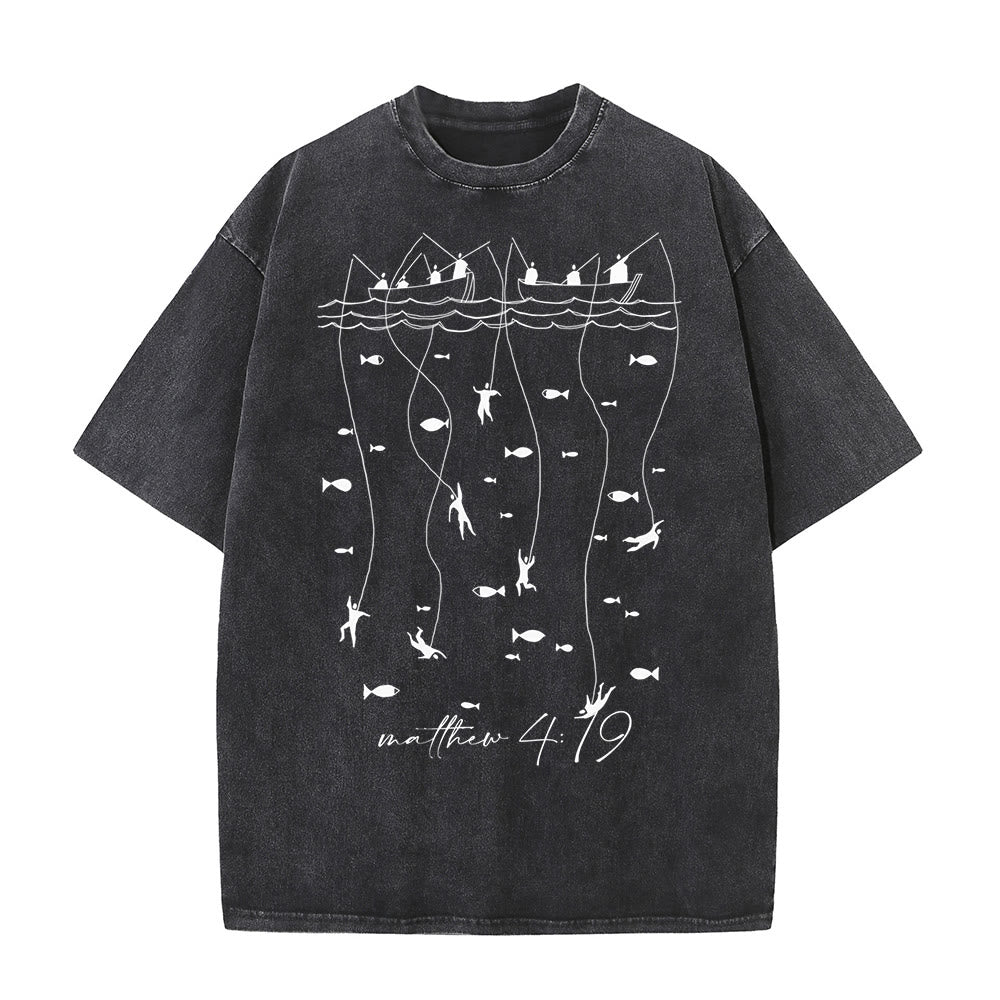 Christianartworkshop Biblical Fishing Narrative Unisex Washed T-shirt