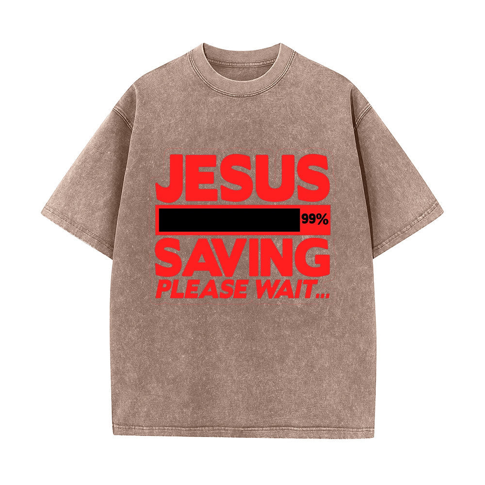 Christianartworkshop Jesus Saving Please Wait Unisex Washed T-shirt