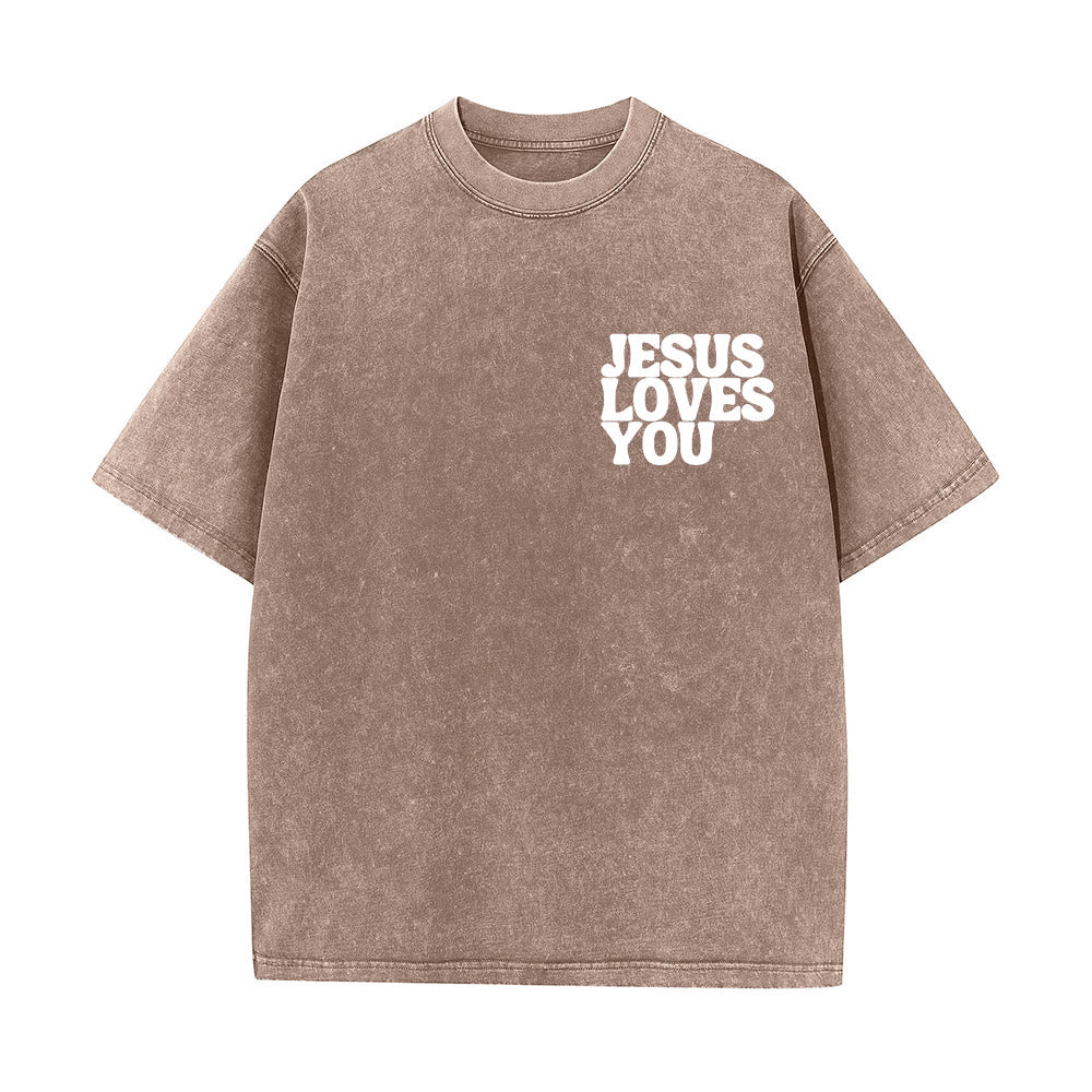 Christianartworkshop Good News Jesus Loves You Unisex Washed T-shirt