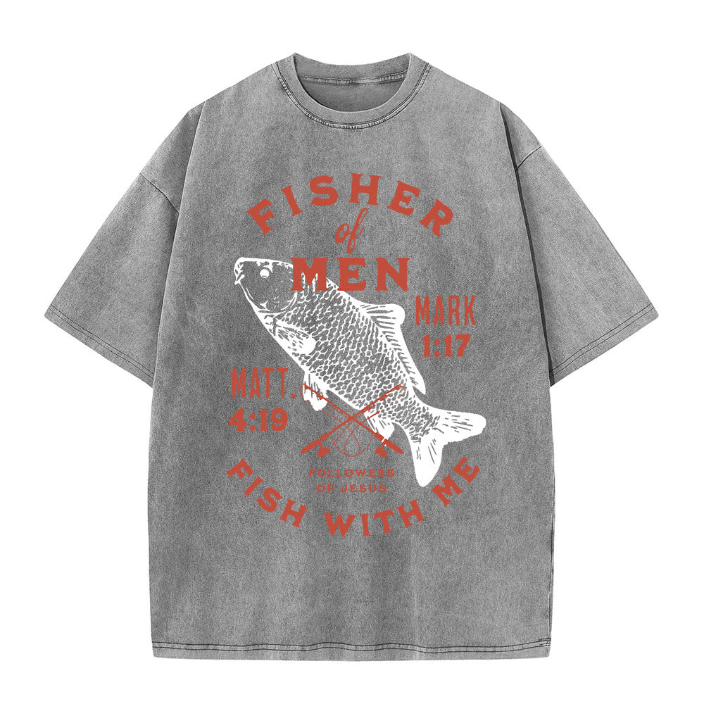 Christianartworkshop Followers of Jesus Fisher of Men Unisex Washed T-Shirt