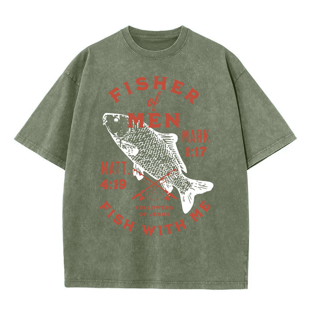 Christianartworkshop Followers of Jesus Fisher of Men Unisex Washed T-Shirt